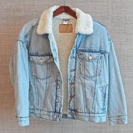 Sherpa Denim Jacket denim H M NEW Fesyen Wanita Pakaian