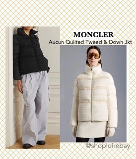 (Size 1/2/3)✨MONCLER Aucun tweed quilt lame down puffer jacket coat white black