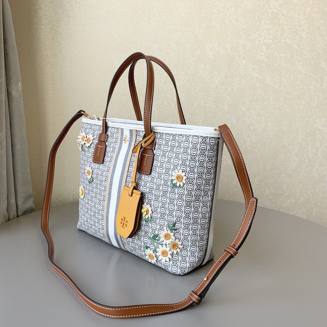 Tory burch gemini link 2025 canvas appliqué small tote