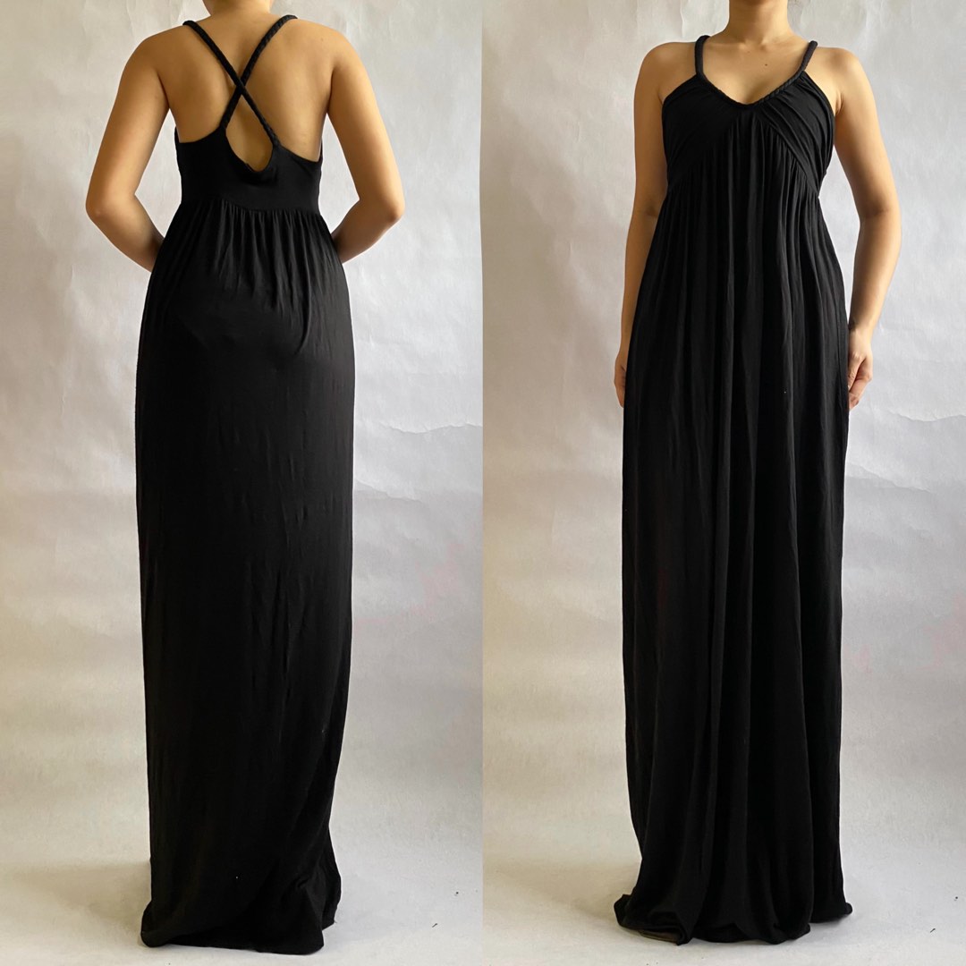 Solid black baby doll maxi dress, Women's Fashion, Dresses & Sets