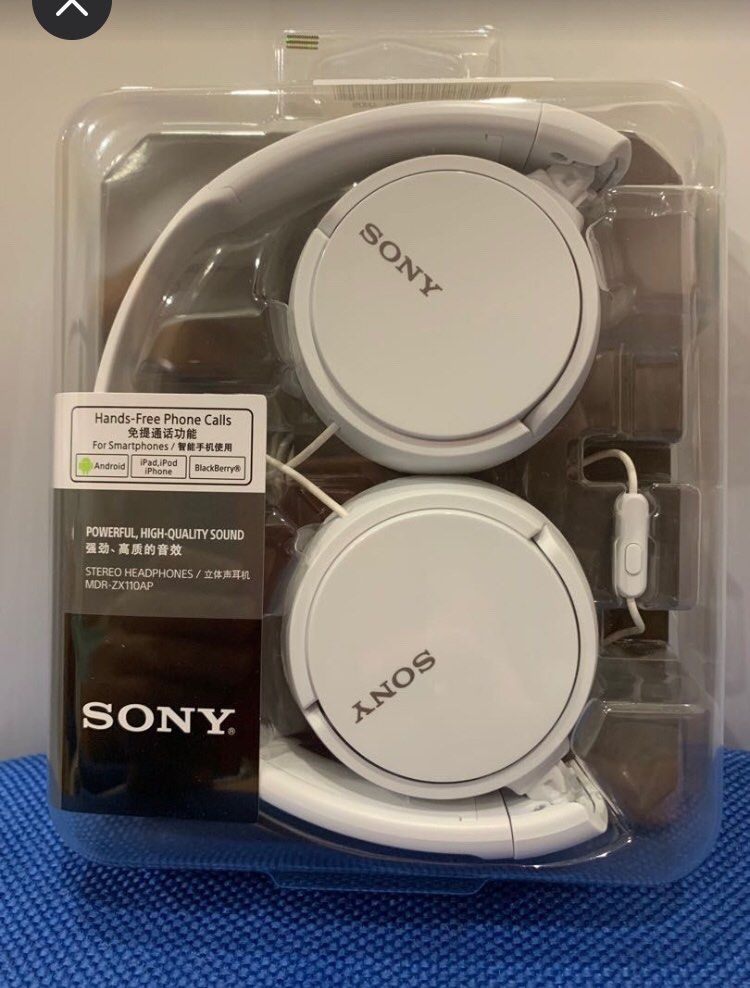 Sony Stereo Headphones Model MDRZX110AP (White) (NEW), Audio