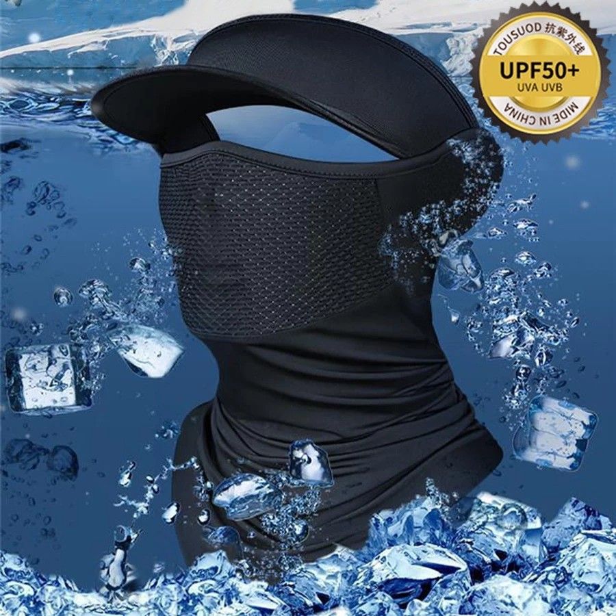 Sun Protection Mask Hat Face Cover Riding Ice Silk UPF50+ Anti-UV