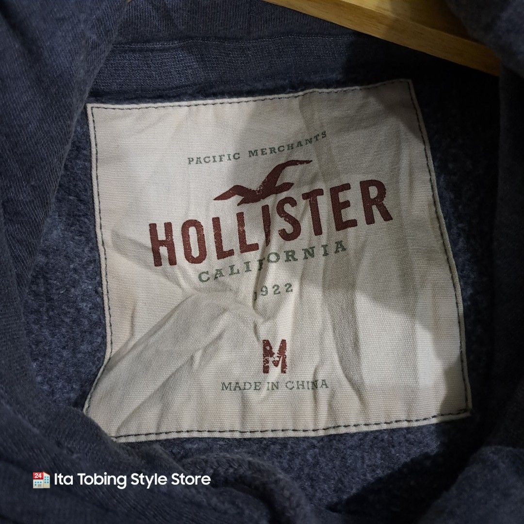Sweater Hoodie Hollister California Big Logo, Fesyen Pria, Pakaian