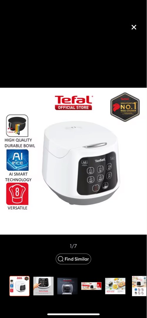 Tefal Easy Compact Fuzzy Logic rice cooker 1L, TV & Home Appliances