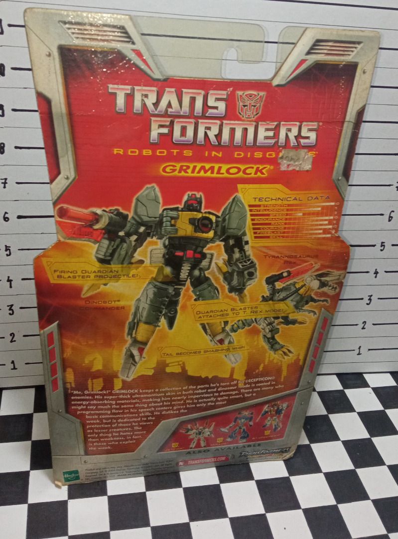 Transformers Robots in Disguise Classic Deluxe Grimlock (Category: Action & Battle Toys) located in Pateros City. Submitted by waterwheel-o (Listing ID 1265541006, Image 2). Description: Item is still unopened. Moderate damaged packaging but figure is still in good condition What you see is what you will get Background Measurement: Inches For Meetups only (no shipping) Meetup Time: Strictly 3:00pm onwards (everyday) SMS: 0960 451 0576 PM/Text (it