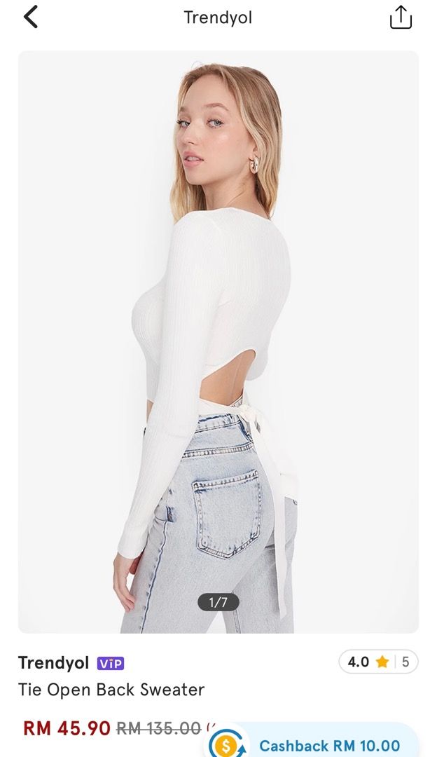 Trendyol Tie Open Back Sweater Size M EU 36 Women s Fashion