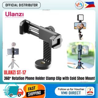 Ulanzi ST-17 360° Rotation Phone Holder Clamp Clip with Cold Shoe Mount for Microphone Light Tripod VMI Direct