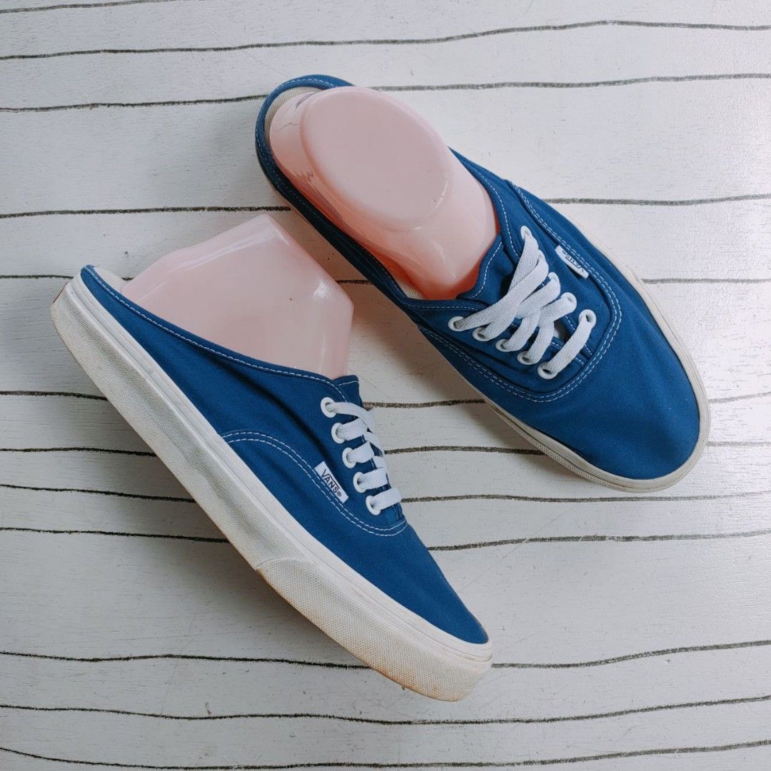 Blue and red slip on vans sales