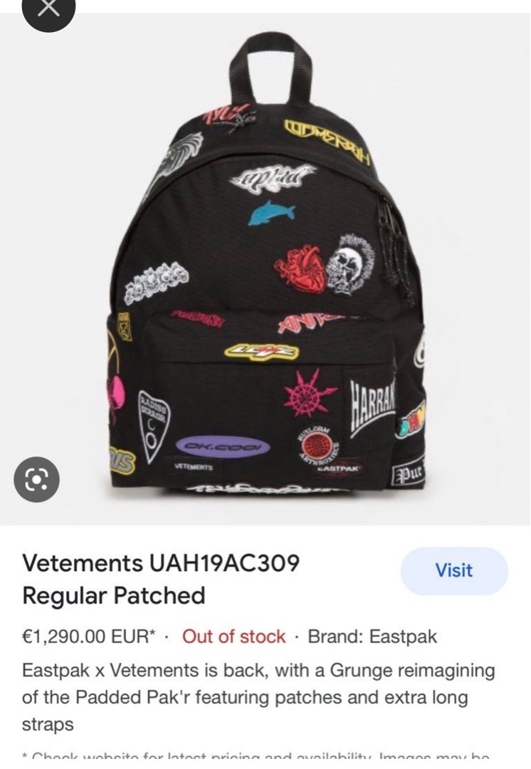 Vetements Eastpack limited edition backpack Men s Fashion Bags