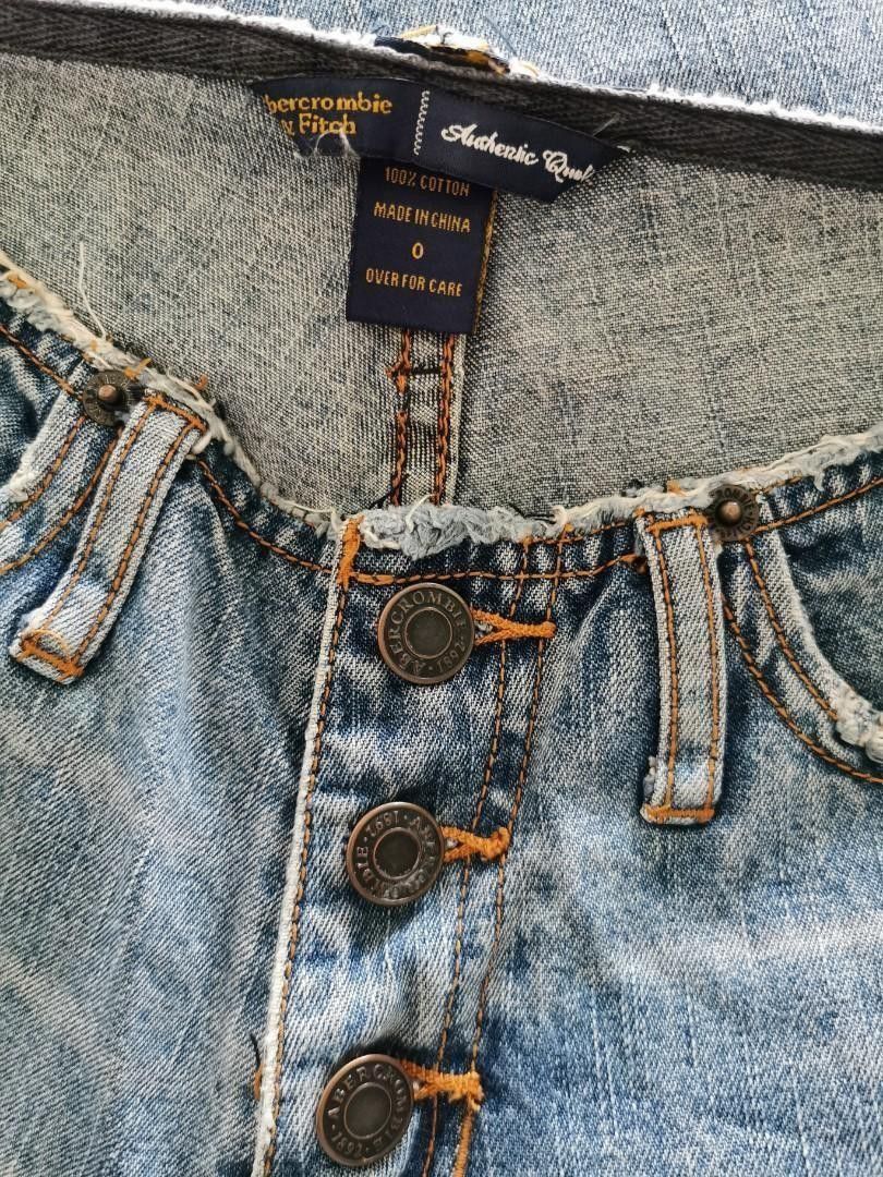 Vintage Abercrombie Fitch Button Fly Capris Denim Blue Jeans Size 0