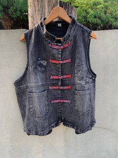 Vintage Parsley Black Denim Vest