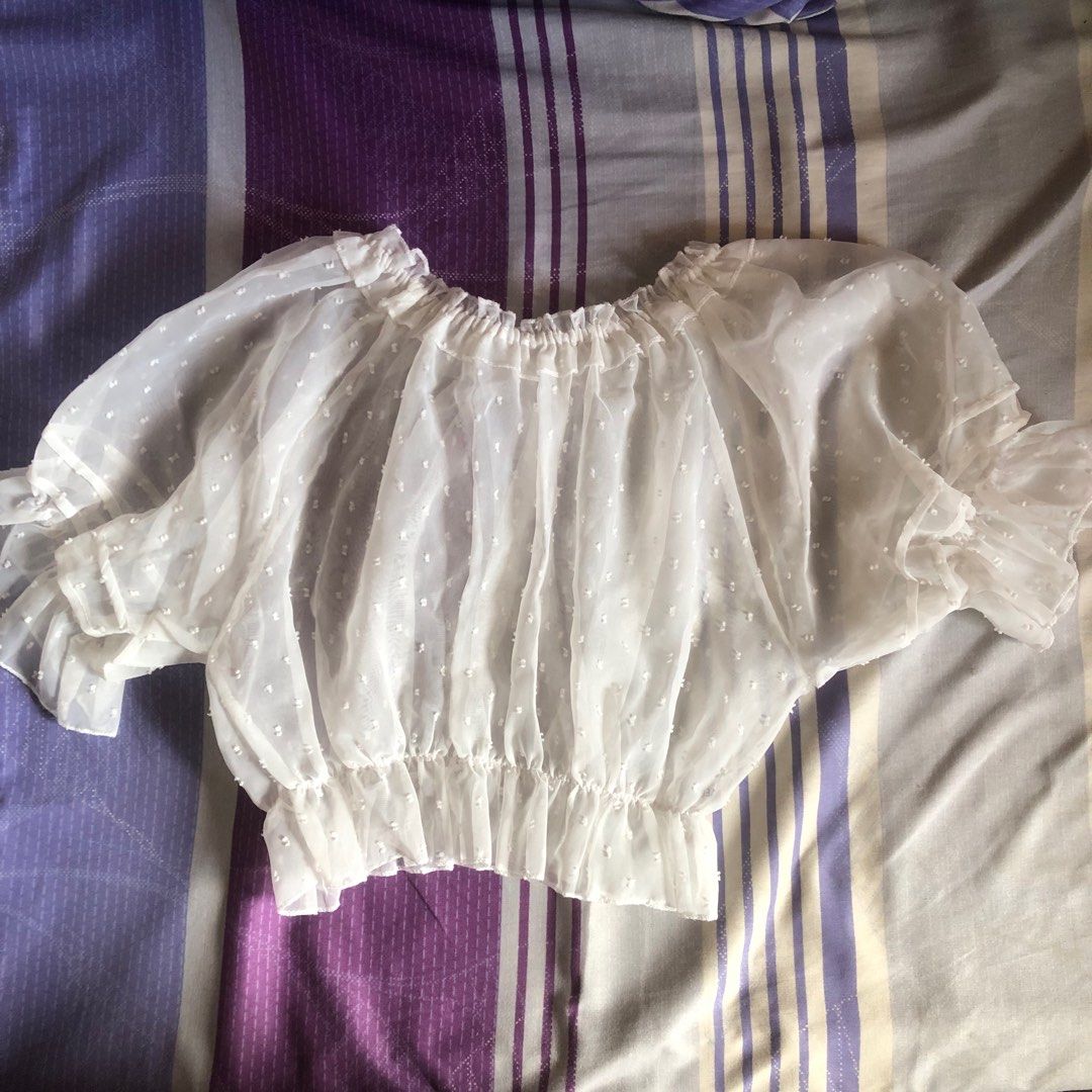 White sheer inner lolita top (Category: Others Tops) located in Valenzuela. Submitted by icia_ (Listing ID 1265571995, Image 2). Description: May small hole sa bandang under arm but d naman po kitang kita MoP: GCash MoD: sco, direct j&t.