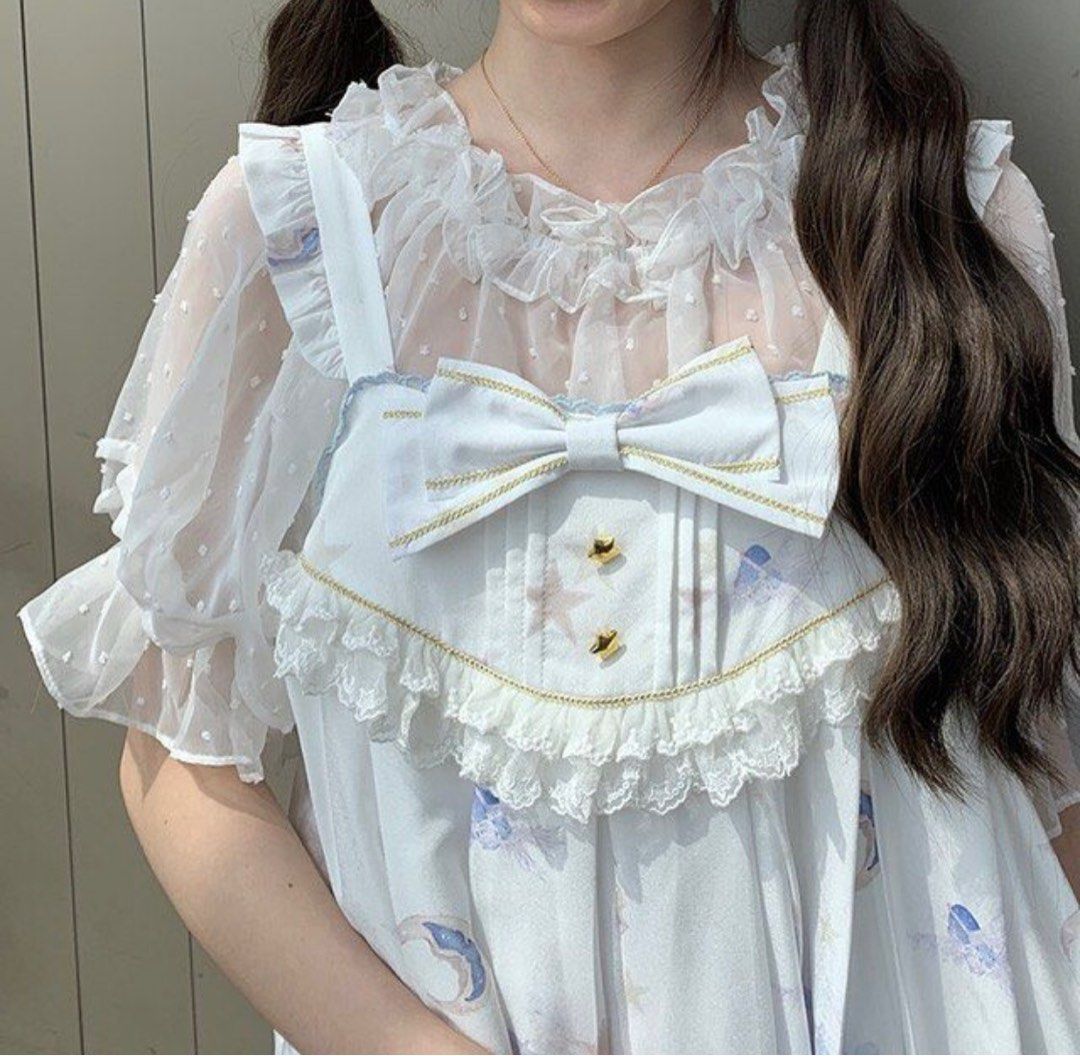 White sheer inner lolita top (Category: Others Tops) located in Valenzuela. Submitted by icia_ (Listing ID 1265571995, Image 1). Description: May small hole sa bandang under arm but d naman po kitang kita MoP: GCash MoD: sco, direct j&t.