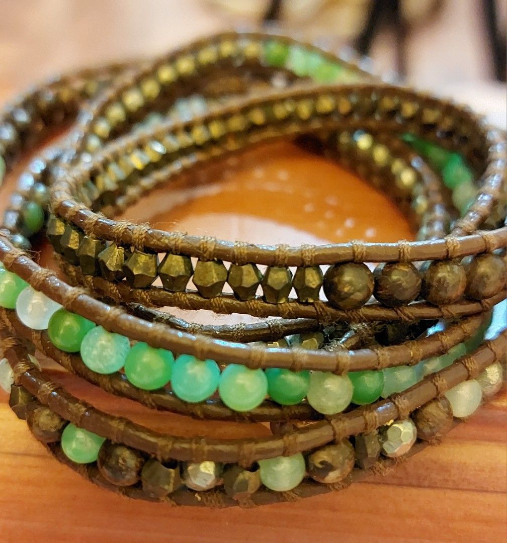 Handmade Leather Beaded Wrap Bracelets