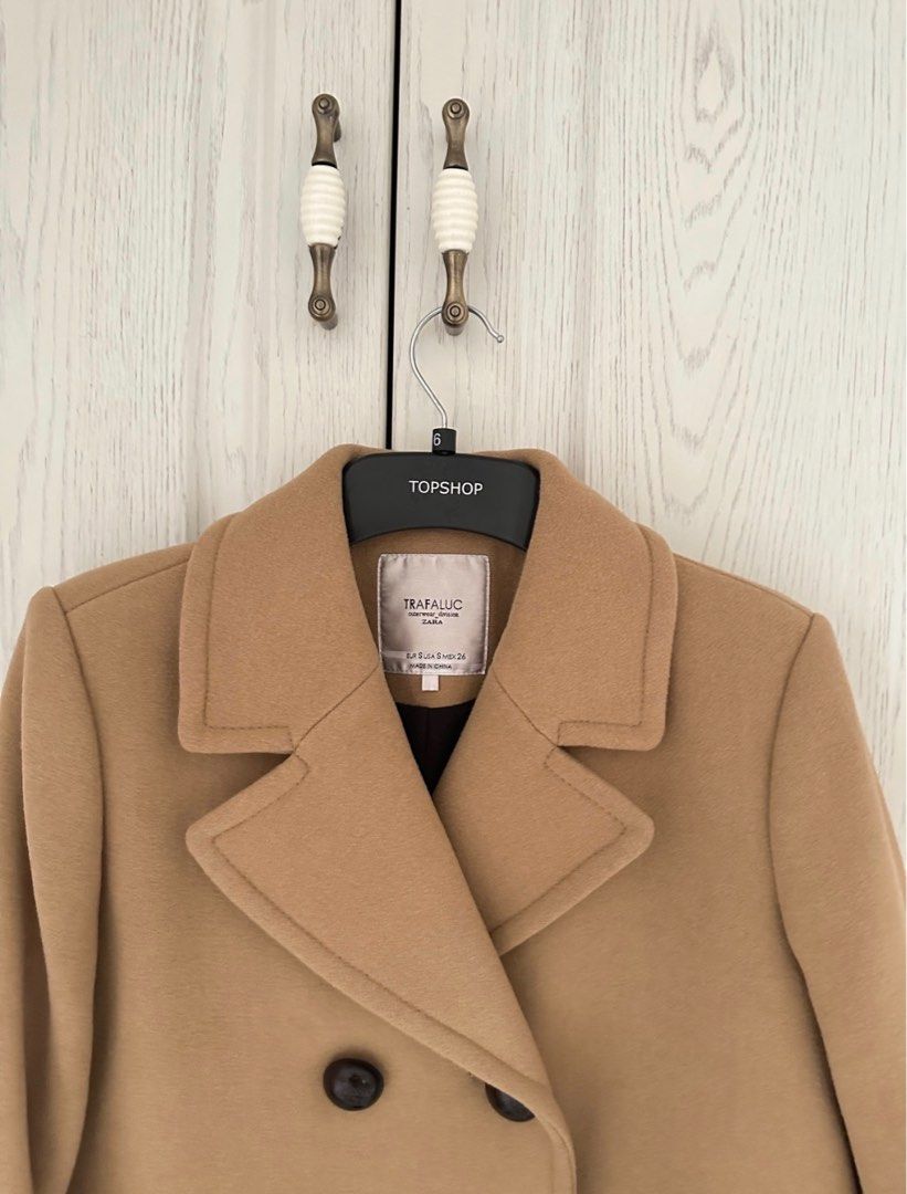 Zara brown double breasted coat store