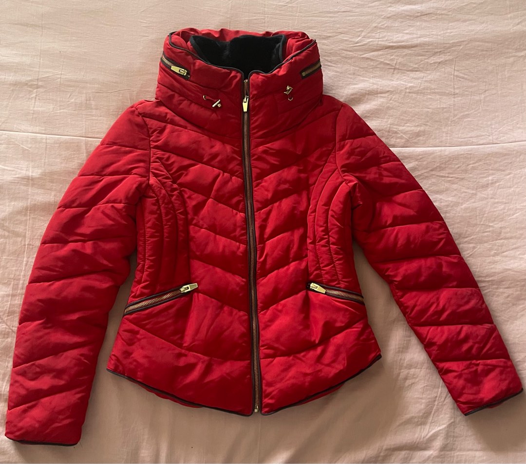ZARA PUFFER JACKET WITH HIGH NECK & HOOD, Women's Fashion, Coats