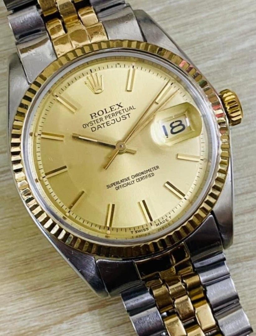 1601 36mm rolex datejust 18k half gold