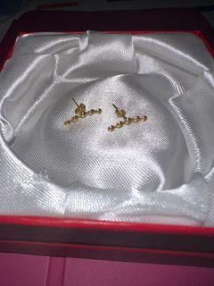 18K Saudi Gold Bubble Climber Stud Earrings