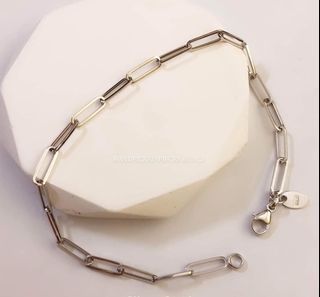 18k Saudi White Gold Chain Bracelet 7 1/2"