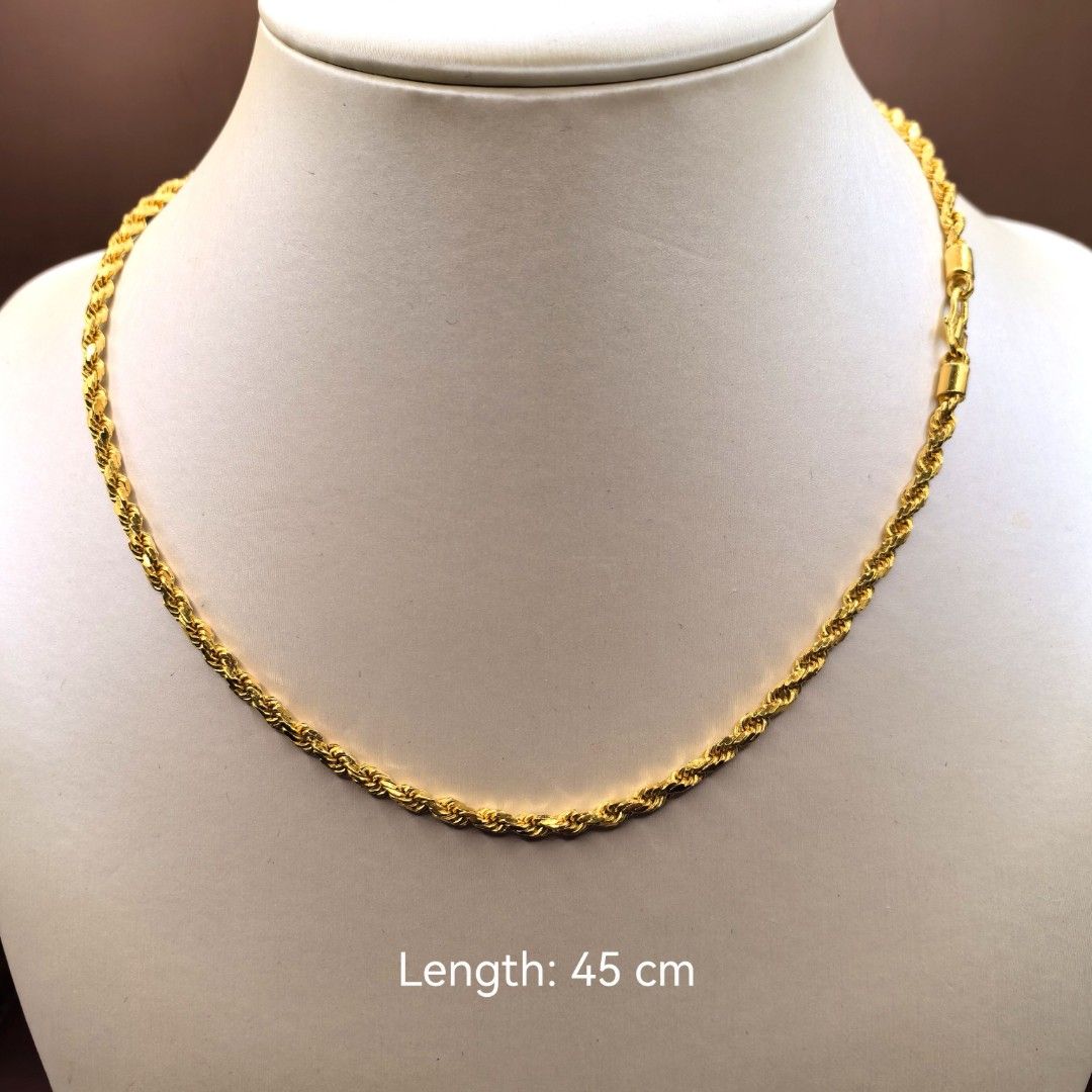 999/24k Gold Rope Chain 32.07g (SAO)(Length: 45 cm), Women's