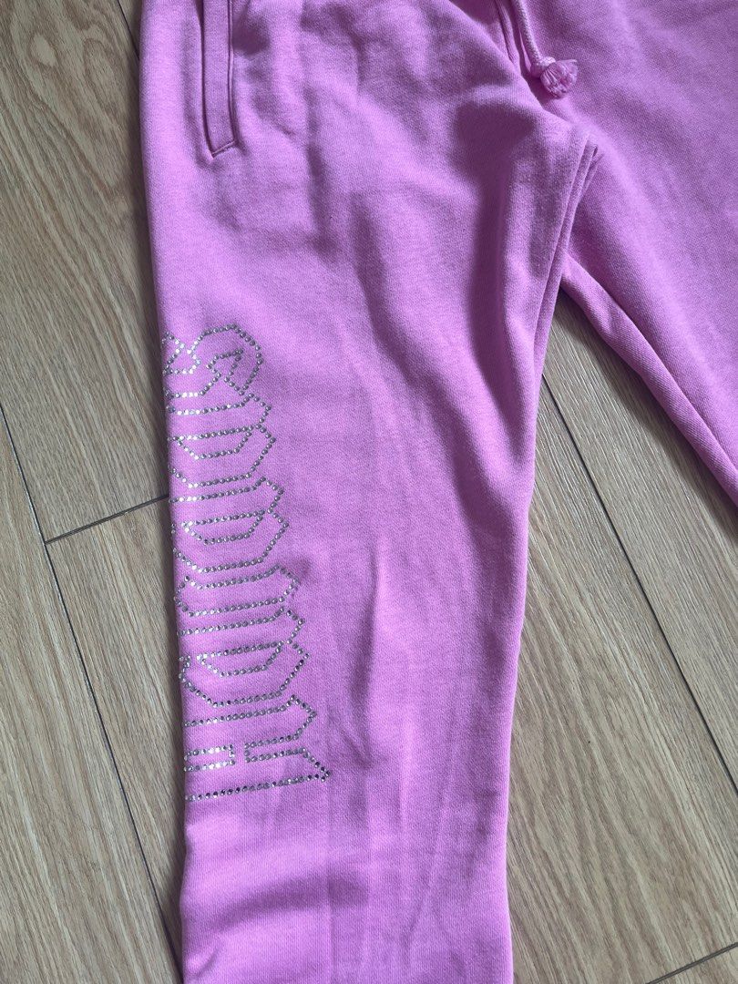 Adidas Women's Pink Sweatpants With Rhinestones Logo 2000s Luxe Size Small