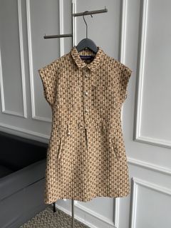 Louis Vuitton Monogram Tile Lace Trim Dress