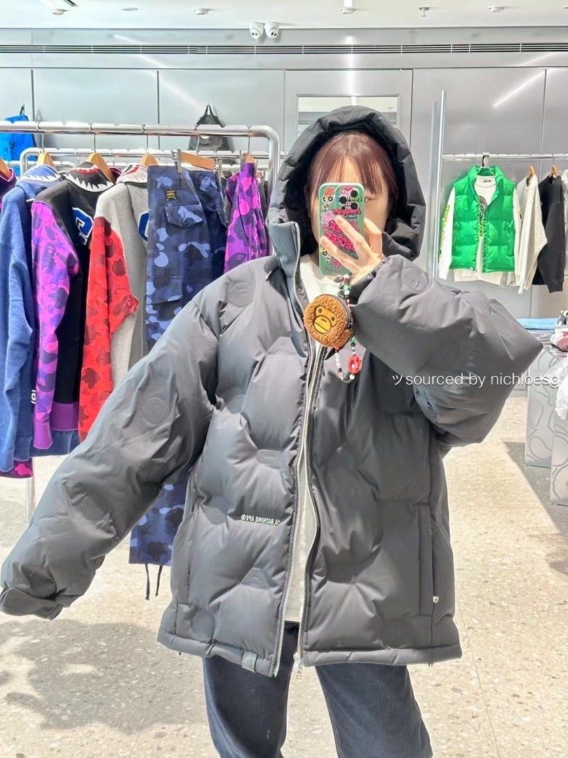 BAPE DEBOSSED MONOGRAM HOODIE PUFFER DOWN JACKET