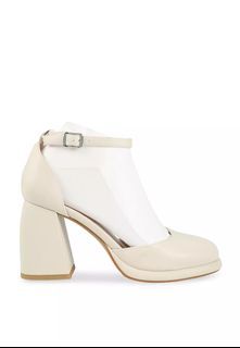 White ankle outlet strap heels