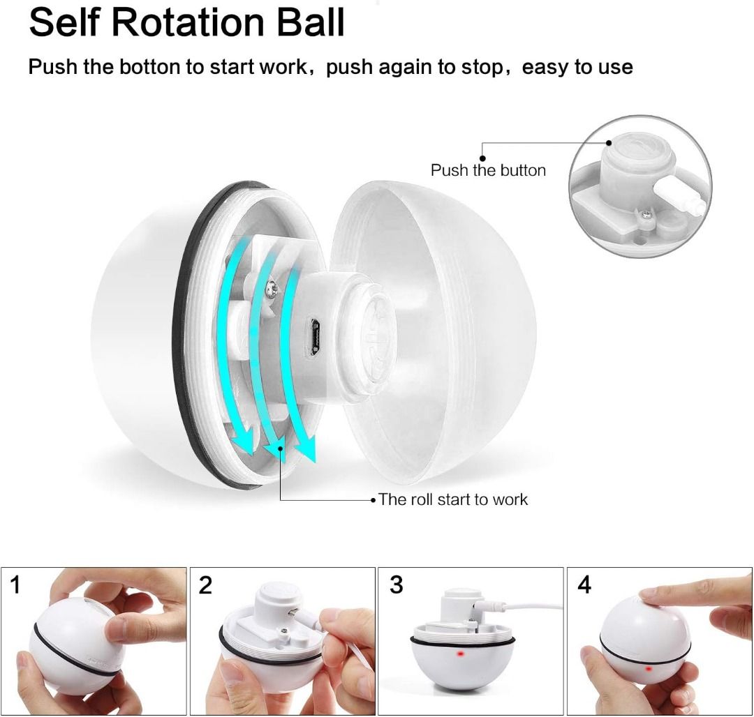 Bojafa Cat Ball Toy for Indoor Cats Kitten Training Interactive 360 Self Rotating Smart Wicked Ball USB Rechargeable LED Flash Light Pet Supplies Homes Other Pet Accessories on Carousell