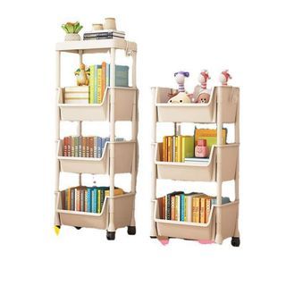 Bookshelf Trolley Cart Storage 4 Layer