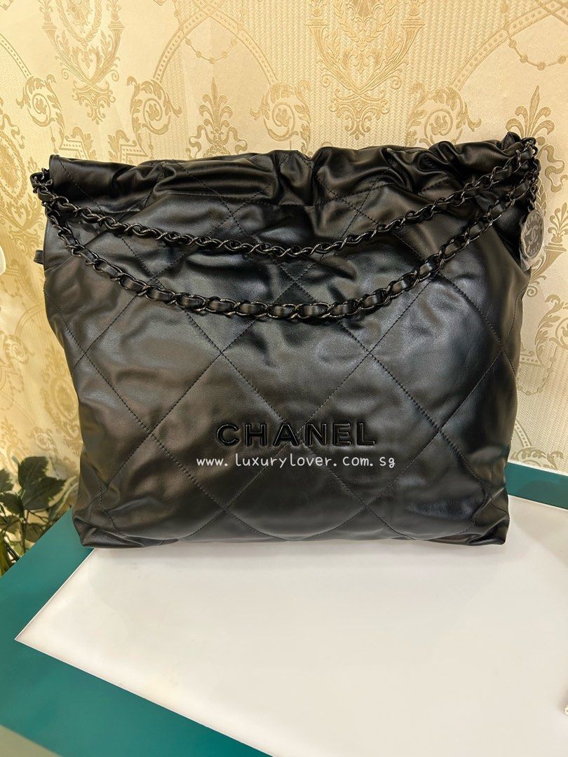 Brand New Chanel 22 Bag Medium So Black Shiny Calf BHW, Luxury, Bags &  Wallets on Carousell