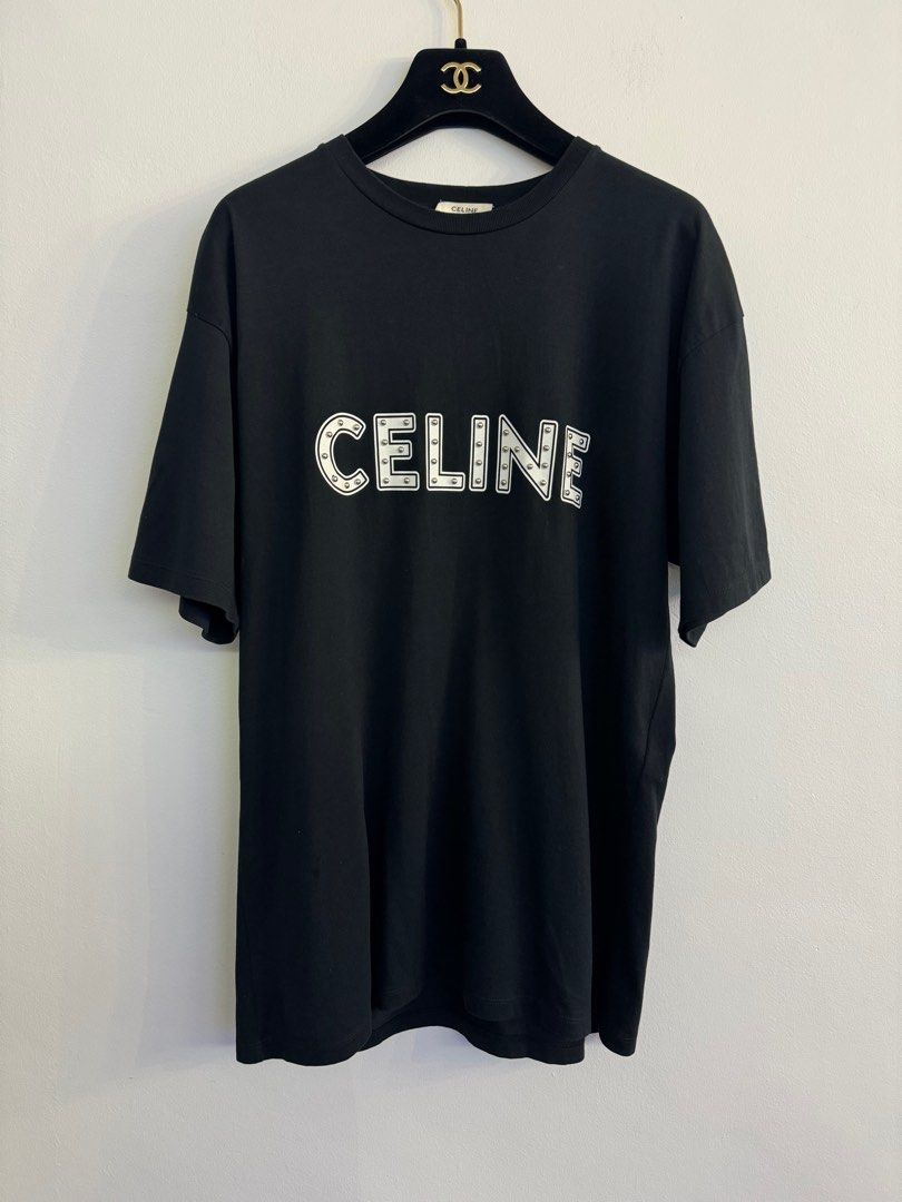 Celine Loose Cotton Sweatshirt with Studs Grey/Black