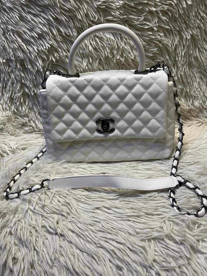 Chanel coco handle white Japan preloved, Luxury, Bags & Wallets on Carousell