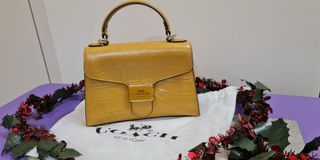 Coach Signature Demi mini Pouch Hand Bag Canvas Leather Beige H4.8×W8  6094 B