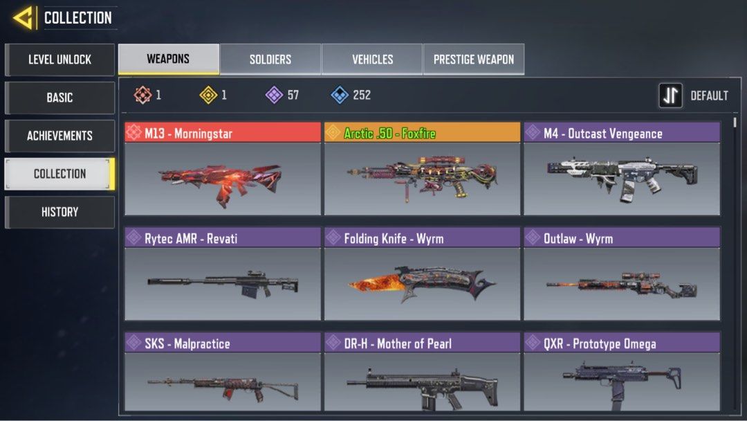 Codm stack account (Category: In-Game Products) located in Singapore. Submitted by monkeyonthetree123 (Listing ID 1265829259, Image 1). Description: .