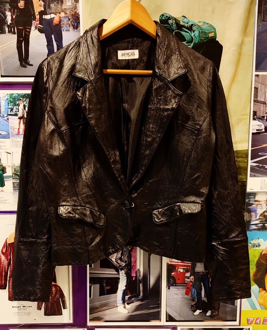 Cropped Distressed genuine leather jacket Women s Fashion Coats