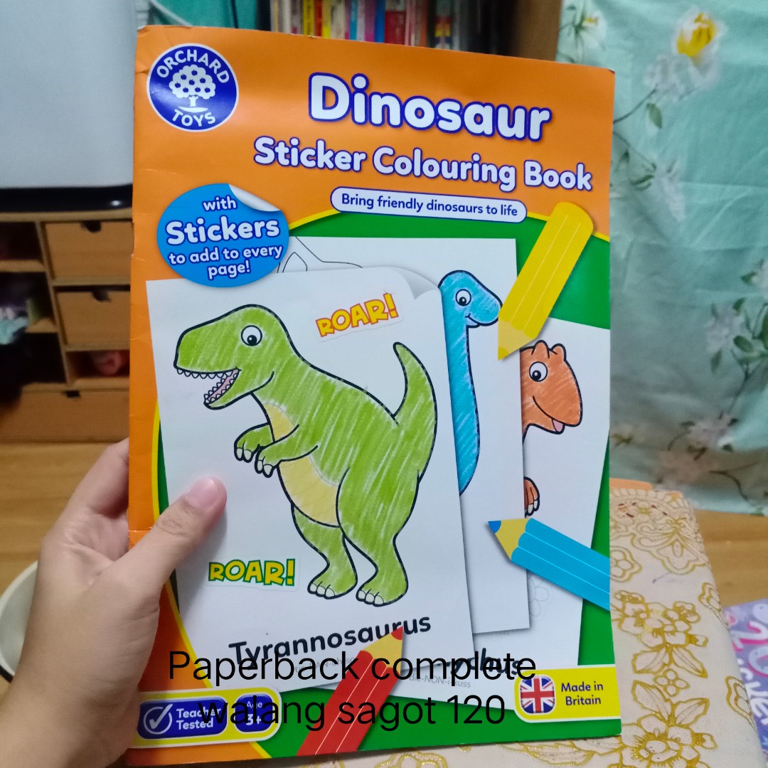 Dinosaur Sticker Coloring Book, Hobbies & Toys, Books & Magazines ...