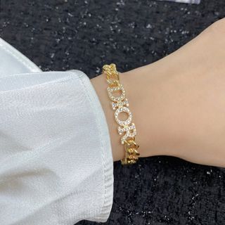 法國時尚精品Dior迪奧簡約水鑽字母Gourmette手鍊 代購服務