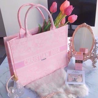 FREE POSTAGE Baby pink Dior large tote canvas bag Dior style