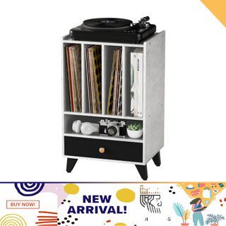Record Player Stand,Vinyl Record Storage Table with 4 Cabinet up