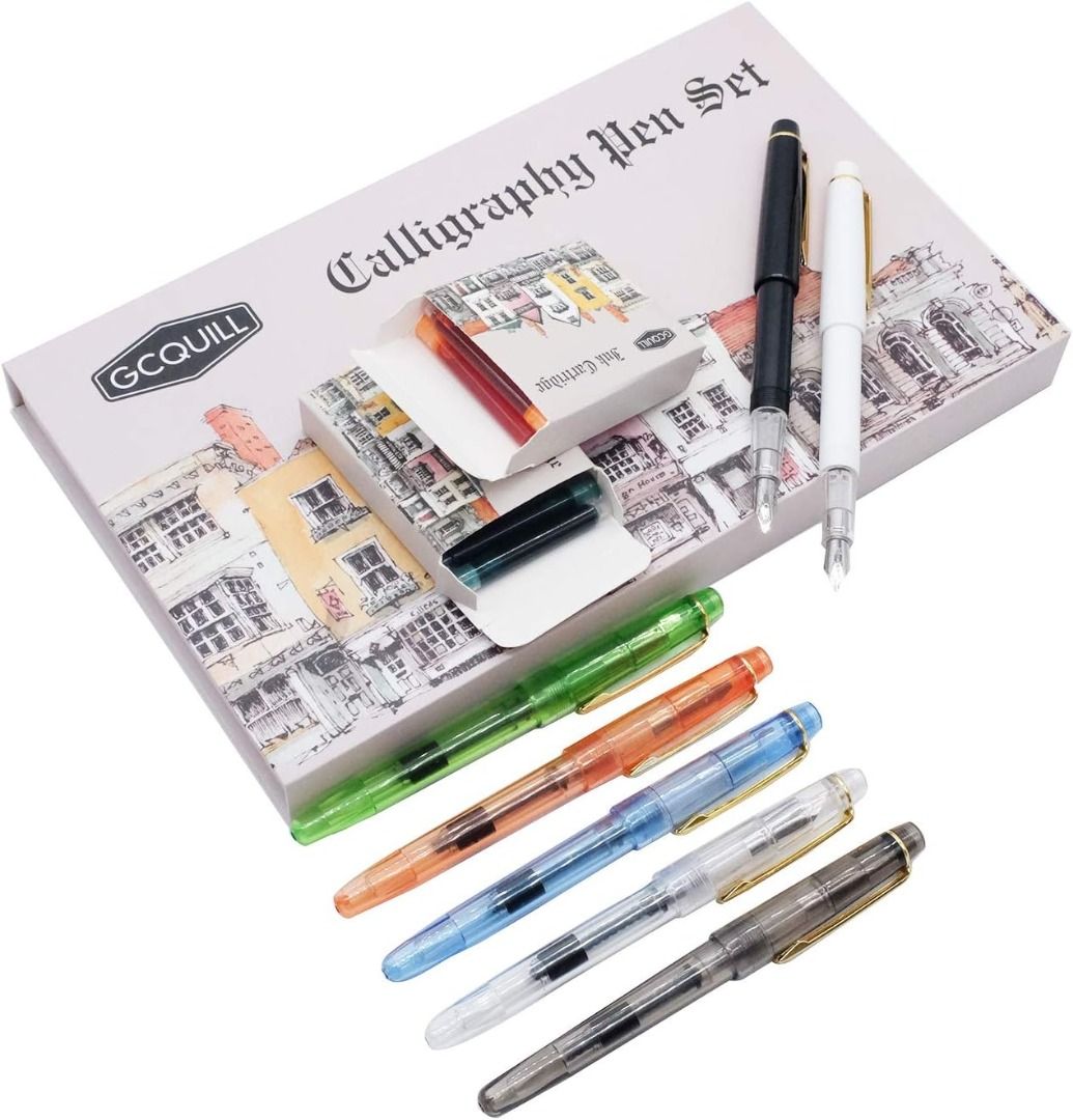GC QUILL Fountain Pen Set 7 Different Size Nibs and 36 Assorted Ink  Cartridges Kit for Calligraphy Lettering - Complete Easy Learning Set for  Beginners, Hobbies & Toys, Stationery & Craft, Other