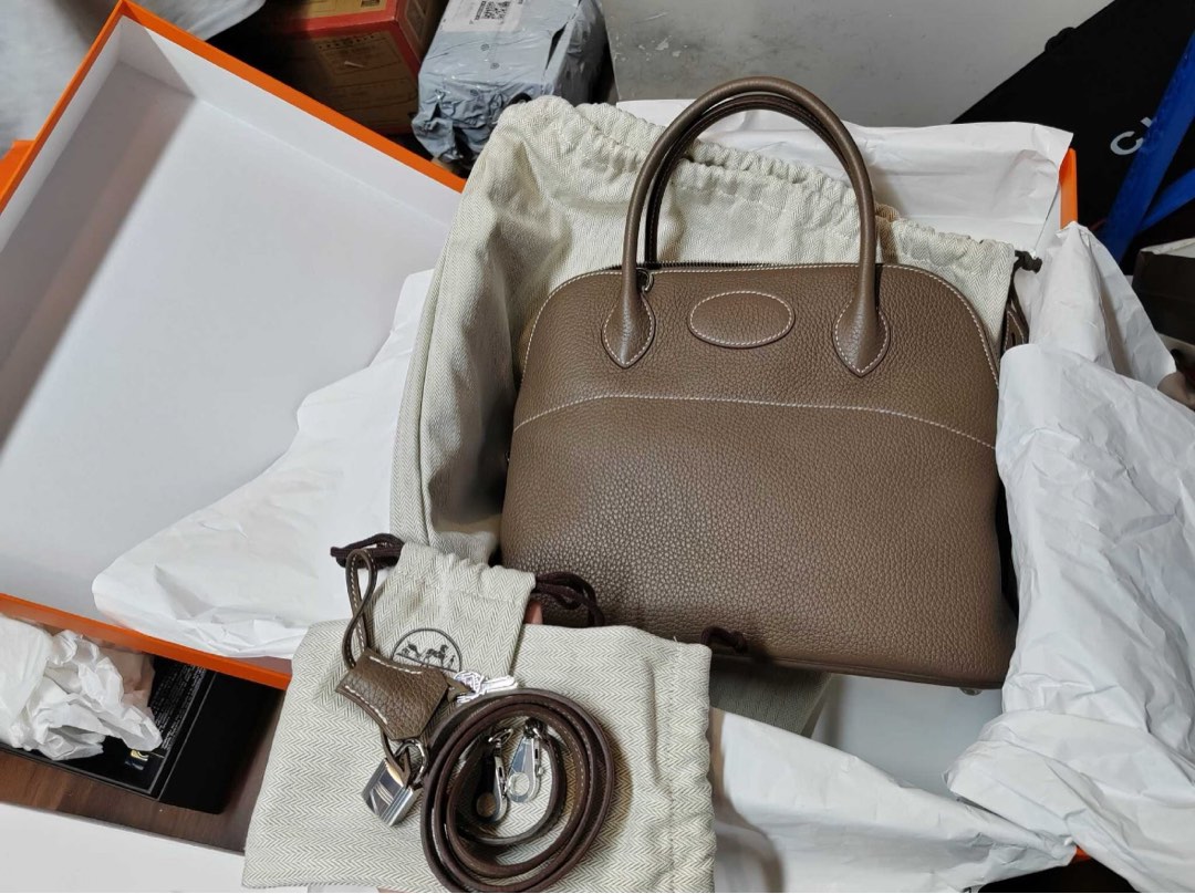 Hermes Bolide 31 Etoupe PHW, Luxury, Bags & Wallets on Carousell