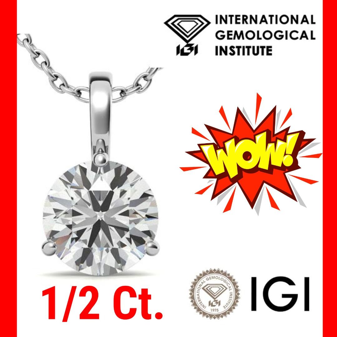 IGI 0.50 ct VVS igi certified Diamond pendant for necklace 18k