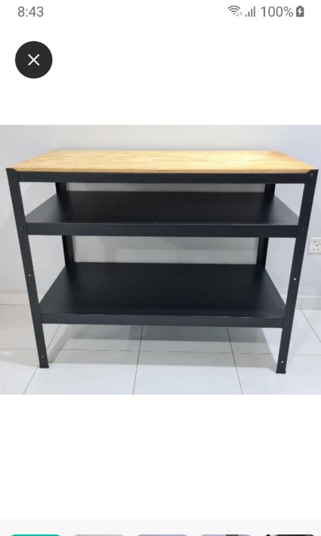 BROR Work bench, black, pine plywood - IKEA