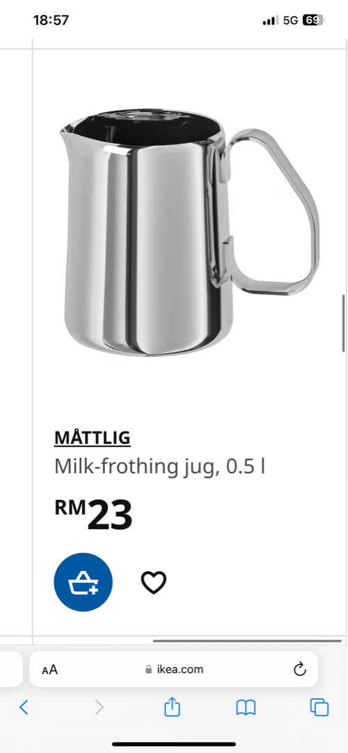 ikea milk frothing jug pot for coffee, TV & Home Appliances, Kitchen