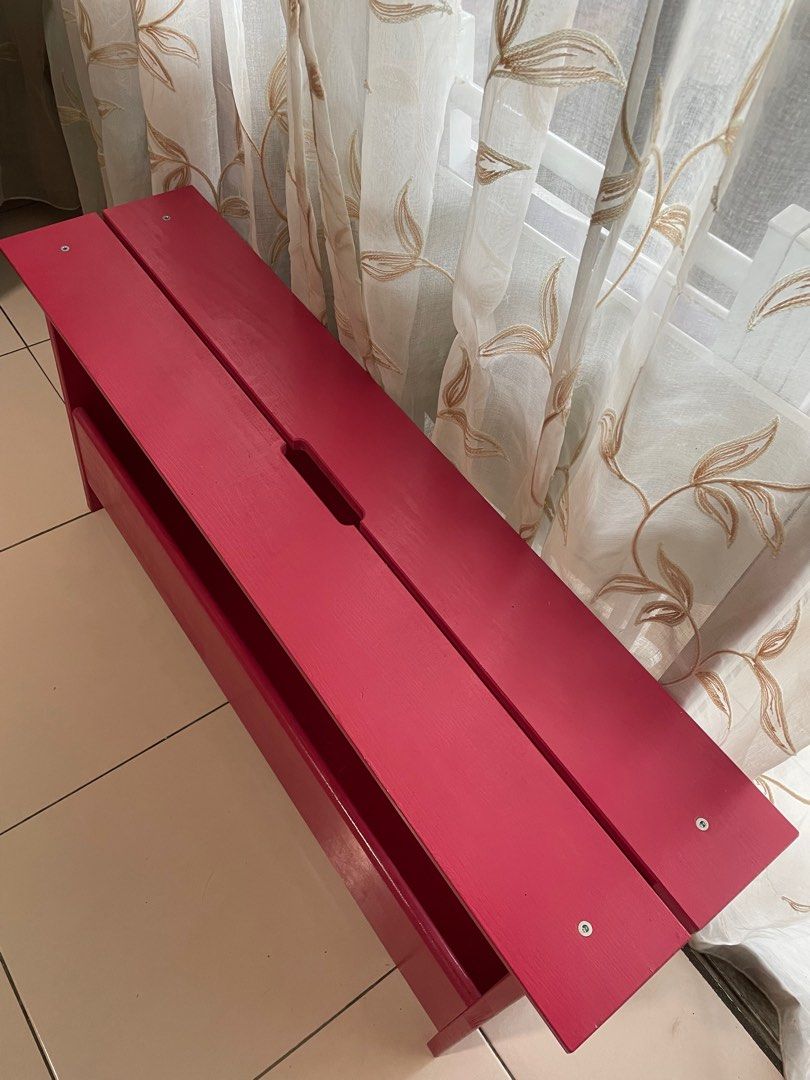 Ikea Bench PERJOHAN with storage, Pine painted with Pink paint, 100 cm