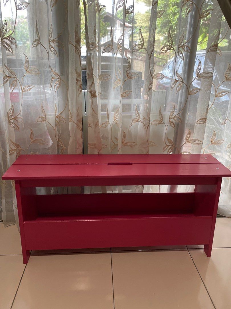 Ikea Bench PERJOHAN with storage, Pine painted with Pink paint, 100 cm