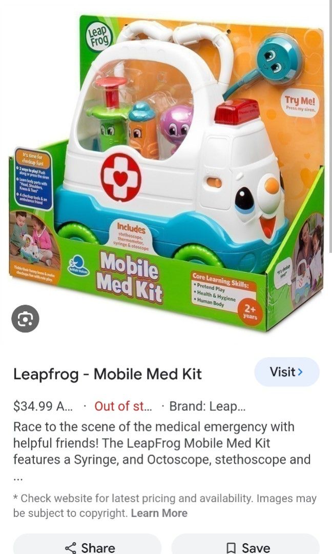 Leapfrog Mobile Medical kit Well function Complete set Babies