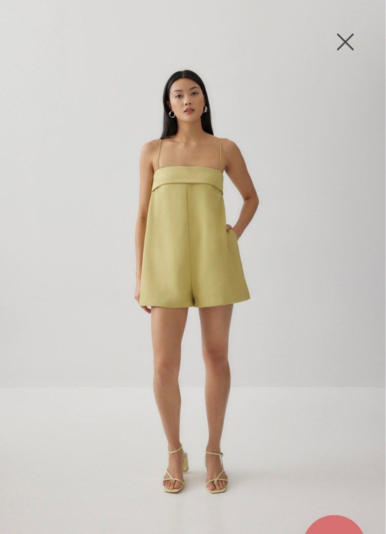 Love Bonito Alexandria Straight Neck Ribbon Tie Romper, Women's