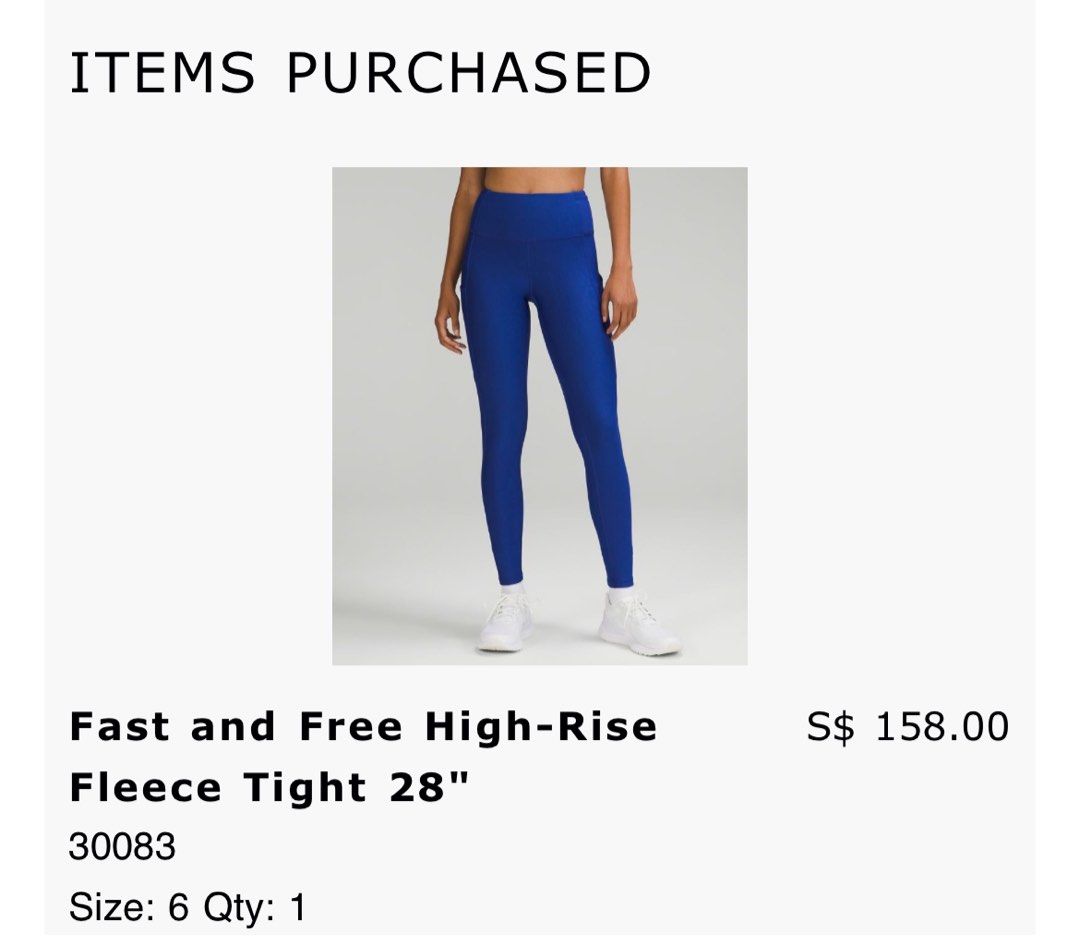 Lululemon Fast and Free High Rise Fleece Tights 28'', Women's
